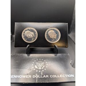 1973 & 1974 Eisenhower Dollars in Display Box (2 Coins)